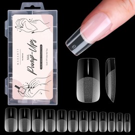 Makartt Medium Square Fake Nail Tips: 120pcs Clear Full Cover Half Matte Soft Gel Pre-shape Acrylic Gel Press on Extension for Nails, 12 Sizes French Manicure Salon Home DIY with Box
