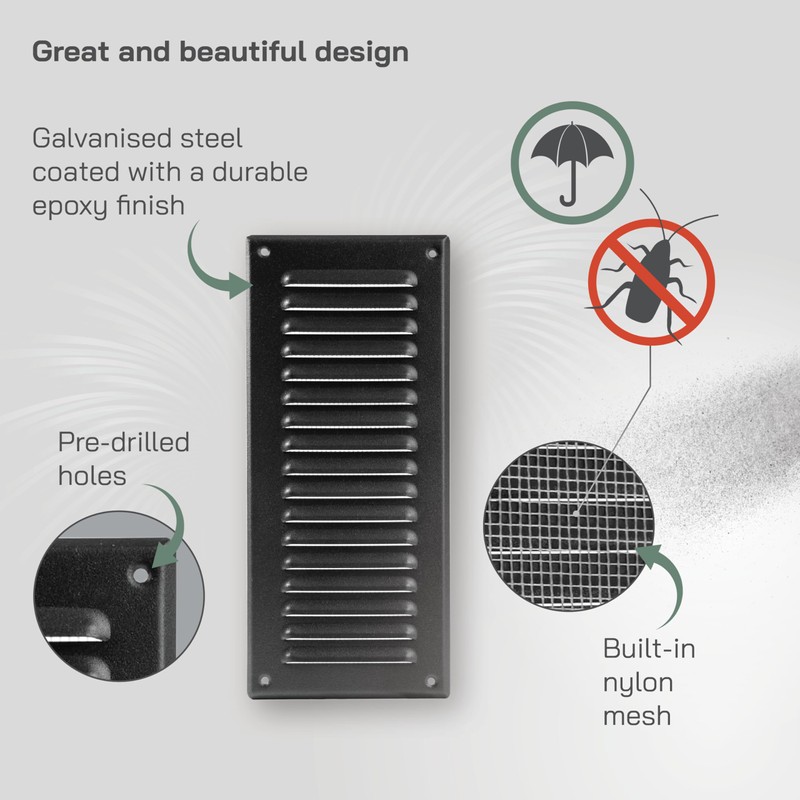 Vent Systems - 3 x 10 Inch (Inner) Black Metal