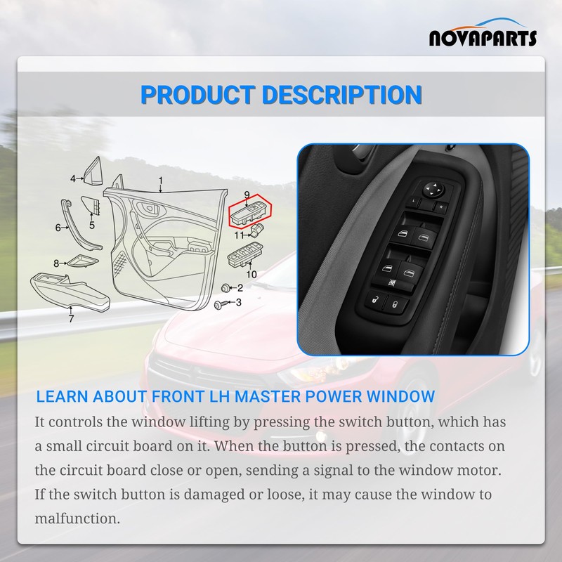 Interruptor de ventana Master Power para Dodge Dart de 2013