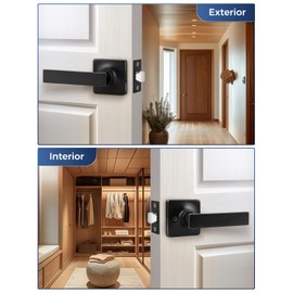 Mengico 10 Pack Modern Door Lever,Black Door Handle,Door Lever Handle Passage Lock(for Hallway&Close)