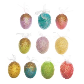 Easter Egg Hanging Ornaments, Set of 10, Dazzling Spring Décor
