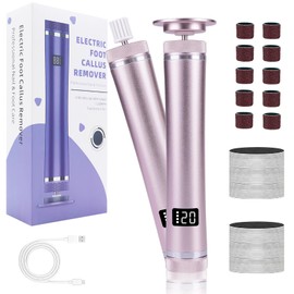 Jellybibo Electric Foot File Hard Skin Remover, 12 Speeds Powerful Foot Sander Pedicure Tools for Dry Dead Skin Cracked Heels Calluses with 70pcs Replacement Sandpaper Discs & Ring (Purple)