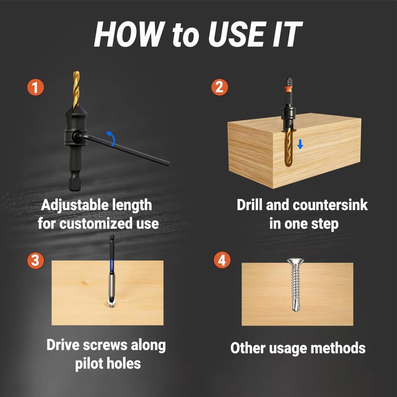 WojBear Countersink Drill Bit Set, 19 PCS Counter Sink Drill