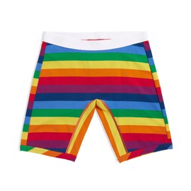 TomboyX 9" Boxer Briefs, Cotton Form-Fitting Underwear, Breathable All Day Comfort,- Small/Rainbow Pride Stripes