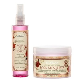 Tratamiento Crema Nutritiva ROSA MOSQUETA 350gr. y Tonico Refrescante AGUA de ROSAS Enriquecida con ROSA MOSQUETA 250ml. FLORIGAN                     