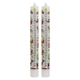 OLShop AG Ebersbacher Advent Calendar Candles, Motif, Frohes Fest, White, Diameter 25 x Height 300 mm, Pack of 2