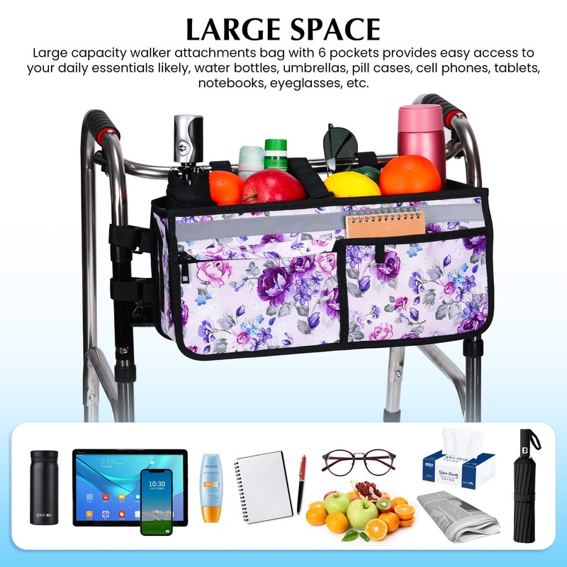 Walker Basket for Folding Walker –Accessories Storage Bag Organizer Pouch