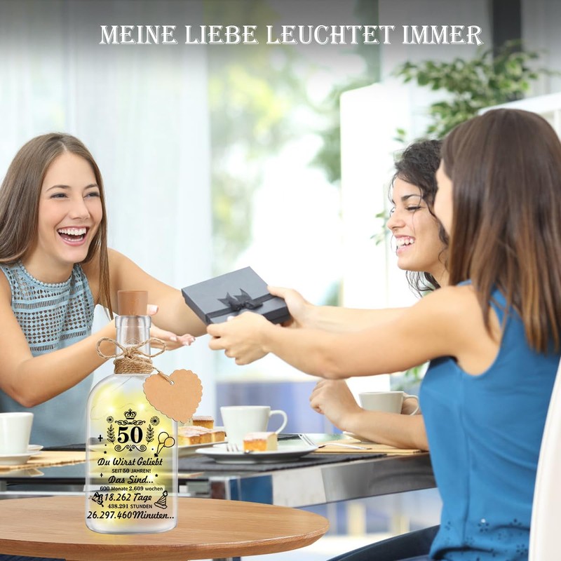 Szhhrxi LED Bottle Light with Sayings, 50th Birthday Gift for