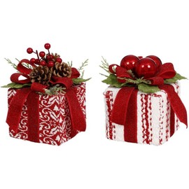 Mark Roberts Christmas 2023 Gift Box With Bow, Small 4X6'' - Festive Assortment of 2 for Home Décor
