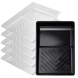 Mister Rui Paint Tray, 6 Inches Plastic Paint Tray with 5 Pcs Paint Pan Liners, Disposable Paint Tray, Paint Roller Tray, Transparent Paint Tray Liners for Painting