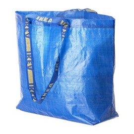 FRAKTA Carrier Bag, Medium, Blue, Length: 45 cm Depth: 18 cm Height: 45 cm Max. load: 25 kg Volume: 36 l, Easy to keep clean – just rinse and dry. - Takes little room to store as it folds flat. - Also suitable for waste sorting.