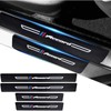 JinRui-T 4PCS Carbon Fiber Leather Car Door Sill Protectors,Black Car