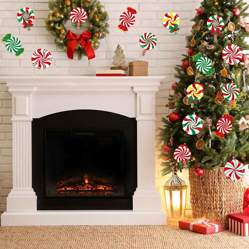 54 Pcs Christmas Candy Cut-Outs Double Printed Winter Paper Decor