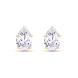 Wishrocks 2.70 Carat 9X6MM Pear Cut Lab Created Moissanite Diamond Solitaire Stud Earrings For Women In 14K Yellow Gold Over Sterling Silver Secure With Push Back (VVS1 Clarity, 2.70 Cttw)