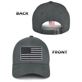 IYEBRAO 2 Pack American Flag Baseball Cap for Men＆Women Low Profile USA Cotton Trucker Hat Adjustable Plain Dad Hat Unisex (2 Pack-Dark Grey＆Army Green)