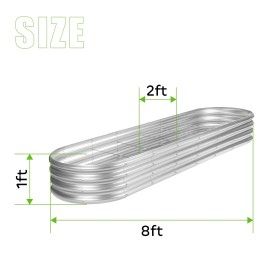 Land Guard 8ft Galvanized Raised Garden Bed Kit Raised Garden Boxes Outdoor Oval Metal Rais