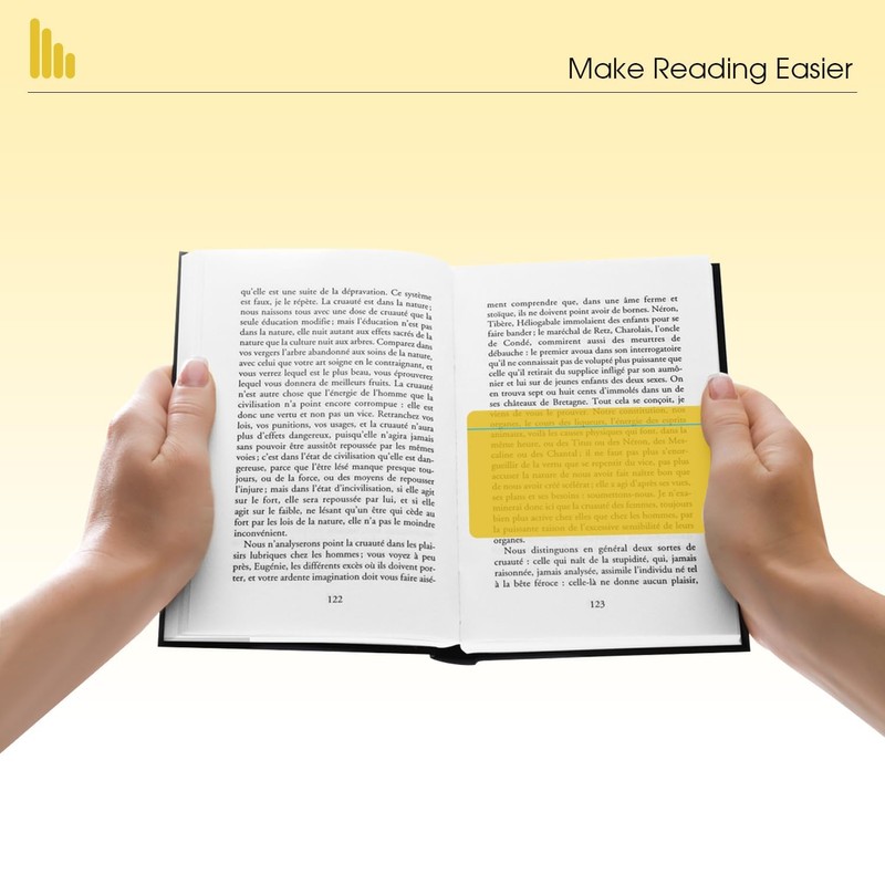 Guided Reading Highlight Strips,10 Pack Yellow Overlays with Line, Bookmark