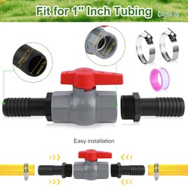 Nuyoah Ball Valve with Hose Connector Pool Ball Valve 1 Inch (25 mm) PVC Water Butt Valves Set Pool Valve Ball Valve for Hoses Shut-off Valve Internal Thread Shut-off Valve