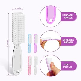 SQULIGT 12 cepillos de limpieza con agarre de mango, cepillo de manicura y pedicura, uso para limpieza de dedos y uñas (mango transparente)
