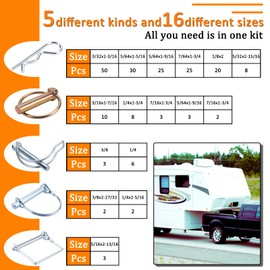 HaSaoMoi - 200Pcs Heavy Duty Pin Assortment Kit - Hitch Pins R Clip Hair Pins- Lynch Pins - PTO Pins - Shaft Locking Pins - for Trucks Trailers Tractors Mowers 3 Point Accessories, Vans etc
