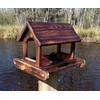 14 Inch Post Mount Cedar Wood Fly Through Platform Bird