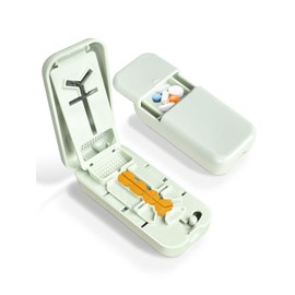 Tablet Divider, Tablet Divider for All Tablets, Portable Tablet Cutter with Storage Compartment and Sharp Blades, Comfortable to Carry (1 Green)