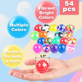 54Pack Stress Balls, Squishy Toys, Squishy Squeeze Balls Bulk Fidget Toys for Kids Adults Squishy Balls for Kids Stress Relief Toys, Classroom Prize, Party Favors, Birthday Gift, Goodie Bag Stuffers