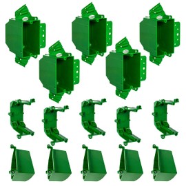 OneBoxForAll New Work Bundle with Sidecar – 5 Single Gang Electrical Boxes + 5 ExpansionRings + 5 SideCars - Expandable PVC Electrical Box Kit with Extra Wire Capacity