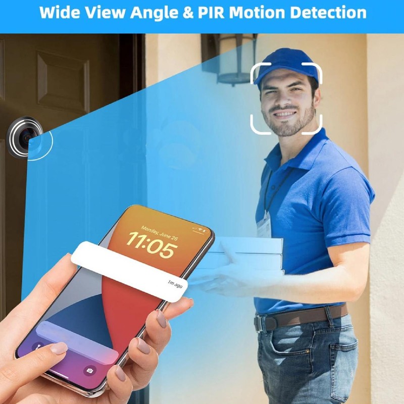 Door Peephole Camera Professional 180 Degree Wide Angle 1080P HD