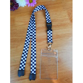 SpiriuS Safety Breakaway Lanyard Neck Strap for id Card Badge Holder with Metal Clip 2cmx43cm Original Design (Checked Playd + Waterproof Holder)