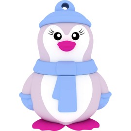 EMTEC Miss Penguin 16 GB 16 GB USB 2.0 Type-A USB Flash Drive Memory Stick (USB 2.0, TYPE-A, Blue, Purple, White, Blue, Purple, White Lid, Rubber, 1 x)