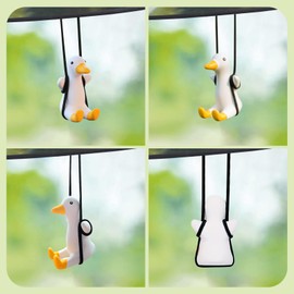 Car Mirror Hanging Accessories Hanging Duck Ornament – Funny Rearview Mirror Decor, Swinging Dashboard Duck for Car Interior, Cute Auto Accessories for Men and Women