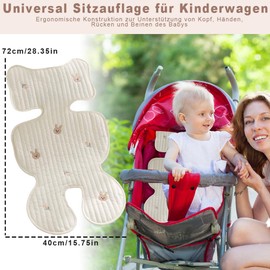agctrler 72 x 40 cm Summer Seat Cover, Universal Seat Cover for Pushchairs, Breathable Summer Seat Insert, Buggy and Child Seat, Washable Baby Seat Cover