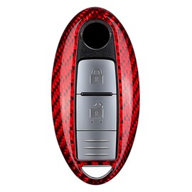 M.JVisun Genuine Carbon Fiber Key Fob Cover for Infiniti EX35 FX35 FX45 G25 G35 G37 JX35 M35 M37 M56 Q40 Q50 Q60 Q70 QX50 QX60 QX80 Smart Car Remote Key Fob Case for Men Women - A Style - Red
