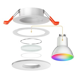 ledscom.de ERID Bathroom Ceiling Mounting Frame, Wet Room, Bathroom, IP44, Matte White, PAR16, Warm White - White, Matt, 473lm, Smart Home, WiFi, Alexa