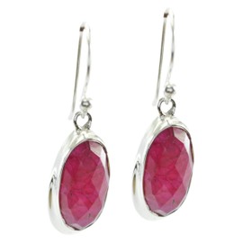 RIYO Indian Ruby 925 Sterling Silver Fascinating Indian Earring, Silver, Ruby