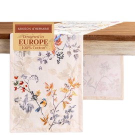 Maison d' Hermine Equinoxe - Camino de mesa 100% algodón, color beige, de una sola capa, 14.5 x 108 pulgadas. Perfecto para Acción de Gracias y Navidad