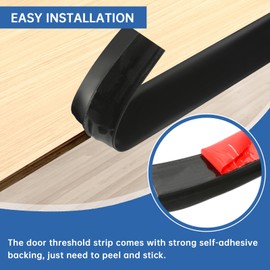 Floor Transition Strip Vinyl Door Threshold Flooring Transition Strip Self Adhesive Carpet Edging Strip for Laminate Doorway Edge Threshold from 2/5" to 3/5" (Black, 3.3 Ft)