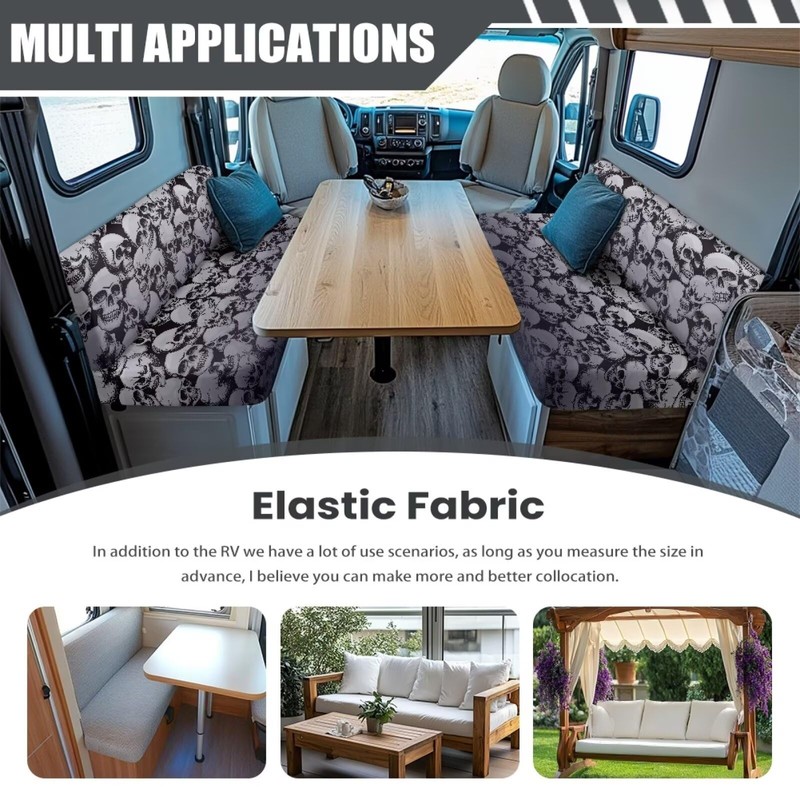 SEANATIVE White Skull RV Dinette Cushion Covers Couch Cover 2