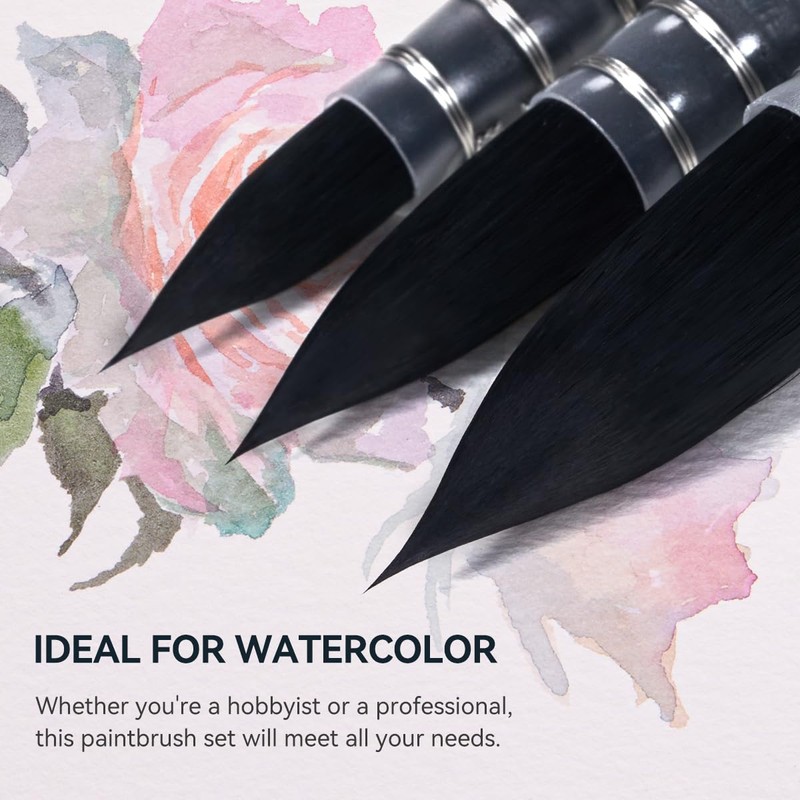 Lightwish Watercolor Brushes Set, Synthetic Squirrel Hair Paint Brushes Kit