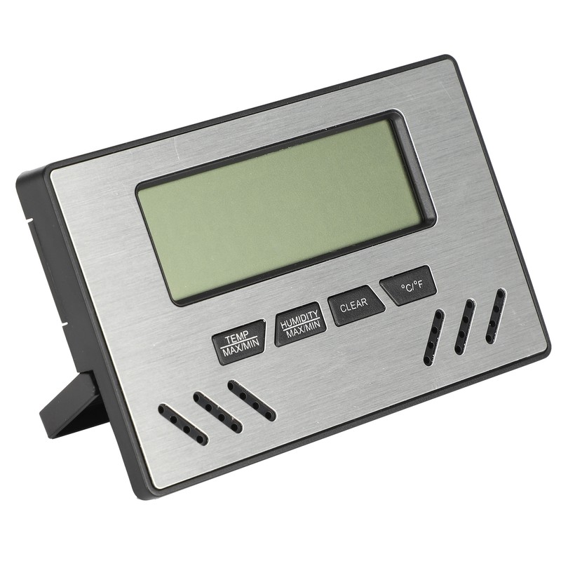 Indoor Cigar Hygrometer Thermometer DualDisplay Humidity Temperature Meter Device Tool(Silver