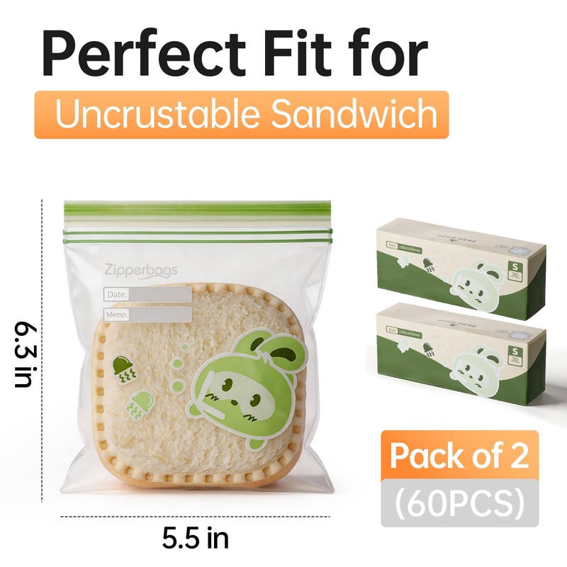 Uncrustable Sandwich Container Bags,60PCS