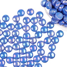 1/2 inch Mini Round Jade Mosaic Tiles, 1.1LB Circel Glass Mosaic Pieces for DIY Craft,Flowerpots, Vases, Cups, Garden Decor Mosaic Making Supplies (Iridescent Blue)