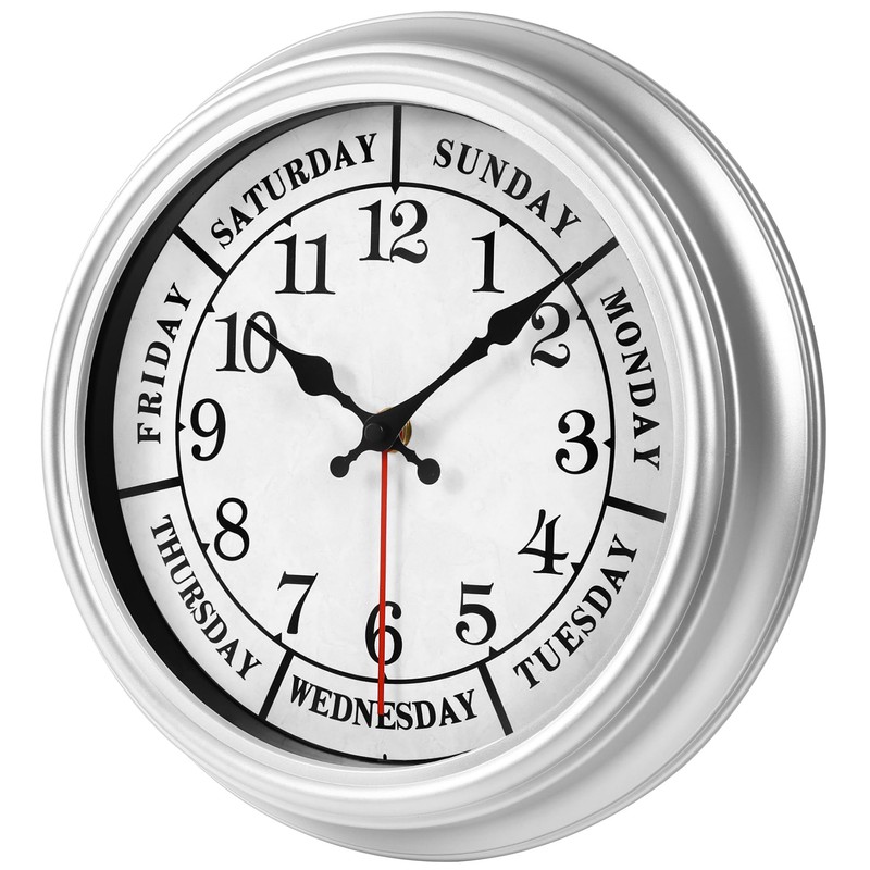 JENLYSTIME 12 Inch Retro Wall Clock,Classic Day of The Week
