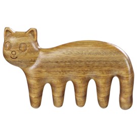 SAFIGLE Scalp Comb:Wooden Comb with Cute Cat Pattern for Deep Relaxation and Stress Reduction, Scalp Massage Tool for Women Men
