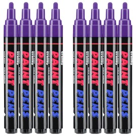 Craiiby Purple Paint Pens Paint Markers - 8 Pack Permanent Quick Dry Waterproof Marker Pens for Rocks Wood Fabric Plastic Canvas Glass Mugs Metal Tire Stone