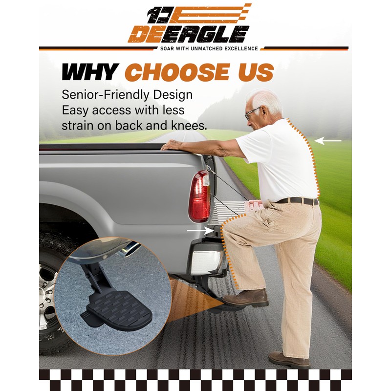 DEEAGLE Aluminum Rear Bed Step Compatible with 2019-2026 Ram 2500
