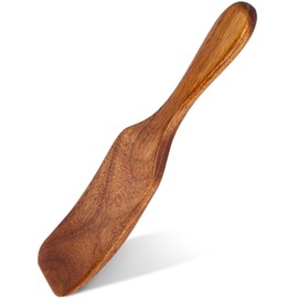 HANSGO Wooden Sourdough Spatula, 11" Spurtle for Sourdough Starter Natural Wooden Kitchen Utensil for Spreading Cooking Mixing Non Stick Cookware Dark Brown