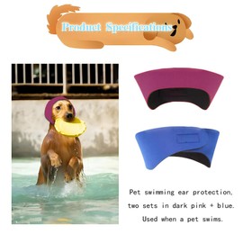 2 Pcs Dog Swim Cap Plugs, Waterproof Dog Swim Cap, Dog Shower Cap Bath Hat, Dog Bath Supplies Ear Protector for Small Medium Large Dogs Bathing Rainy Swimming (Red+Black, M)