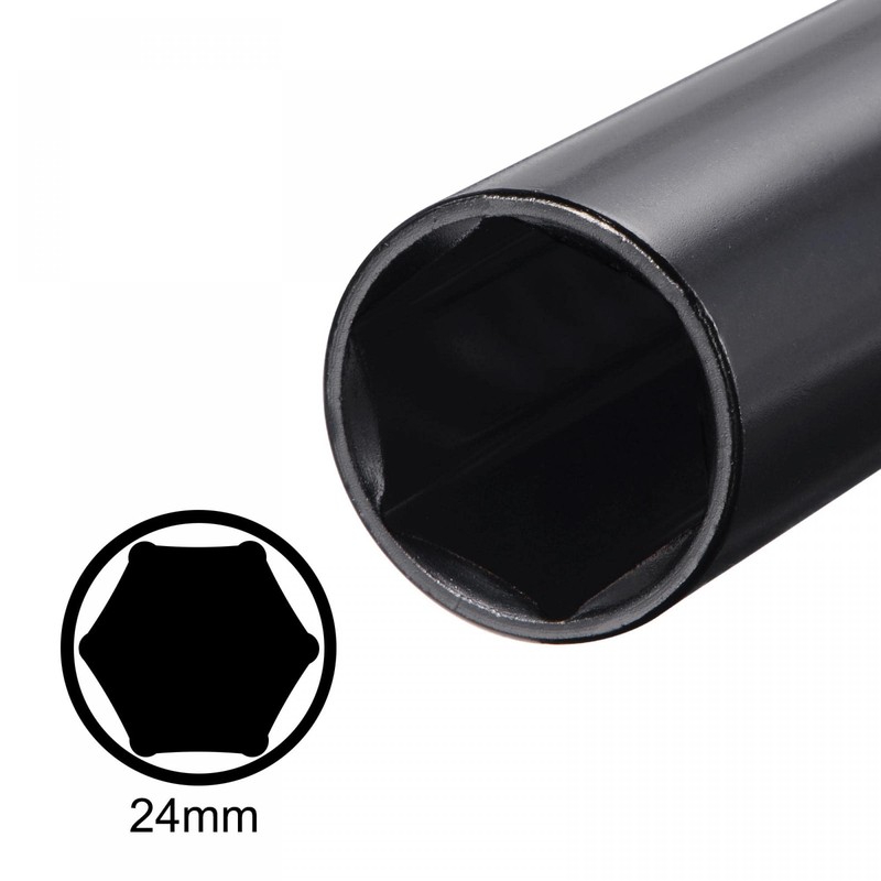 sourcing map 1/2" Drive by 24mm Deep Impact Socket, Heat-Treated